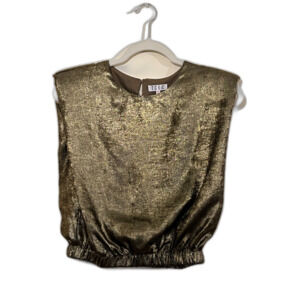 Metallic TCEC Gold Sleeveless Top Evening Party Blouse Shiny -‎ Size Small